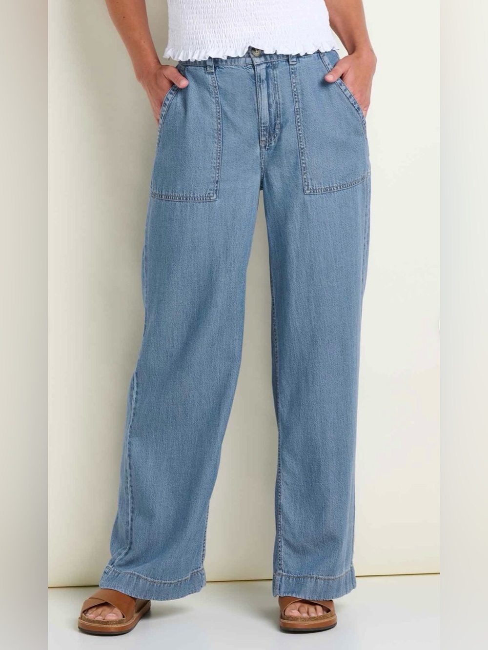 Toad&Co Women's Piñon Soft Denim Wide Leg Pant Sz Medium
